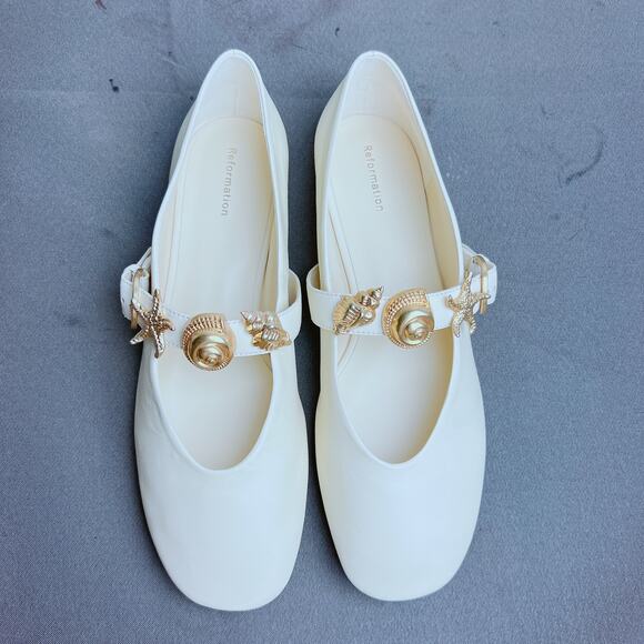 Reformation Bethany Embellished Leather Ballet Flats 8.5 - Picture 4 of 6